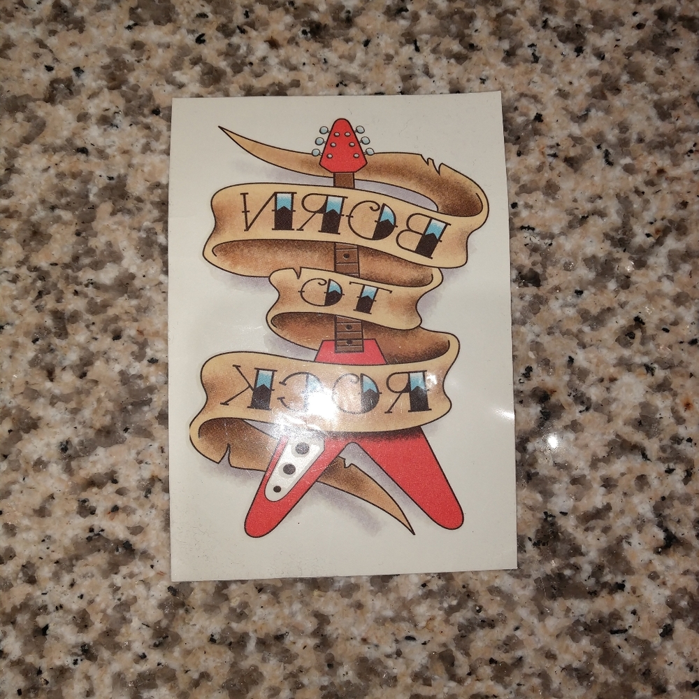 Classic "Born to ROCK" temporary tattoo, new never used
